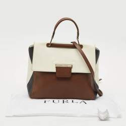 Pre Owned Furla Tricolor Leather Artesia Creta Top Handle Bag