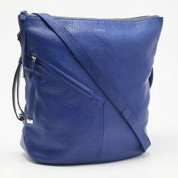 Pre Owned Furla Blue Leather Zipped Shoulder Bag