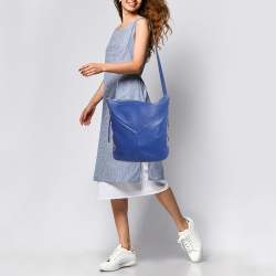 Pre Owned Furla Blue Leather Zipped Shoulder Bag