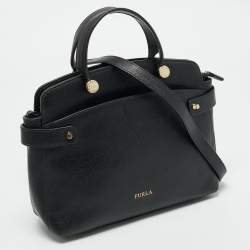 Pre Owned Furla Black Leather Agata Satchel