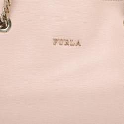 Pre Owned Furla Blush Pink Leather Julia Chain Tote
