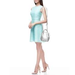 Pre Owned Furla Silver Leather Mini Perla Tote