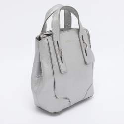 Pre Owned Furla Silver Leather Mini Perla Tote