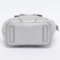 Pre Owned Furla Silver Leather Mini Perla Tote