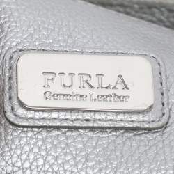 Pre Owned Furla Silver Leather Mini Perla Tote
