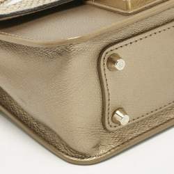 Pre Owned Furla Cream/Metallic Leather Mini Metropolis Changeable Flap Crossbody Bag