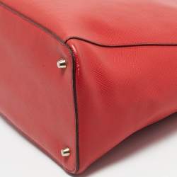 Pre Owned Furla Red Saffiano Leather Frame Satchel