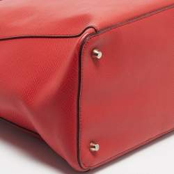 Pre Owned Furla Red Saffiano Leather Frame Satchel