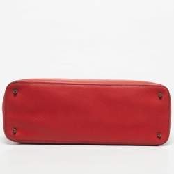 Pre Owned Furla Red Saffiano Leather Frame Satchel