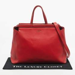 Pre Owned Furla Red Saffiano Leather Frame Satchel