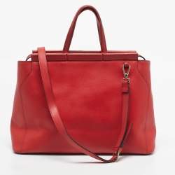 Pre Owned Furla Red Saffiano Leather Frame Satchel