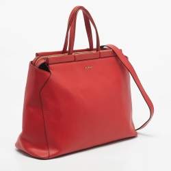 Pre Owned Furla Red Saffiano Leather Frame Satchel