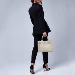 Pre Owned Furla Off White Croc Embossed Leather Medium Greta Tote