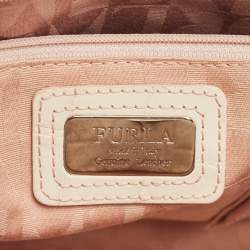 Pre Owned Furla Off White Croc Embossed Leather Medium Greta Tote