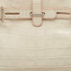 Pre Owned Furla Off White Croc Embossed Leather Medium Greta Tote