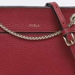 Pre Owned Furla Red Leather Chain Crossbody Bag