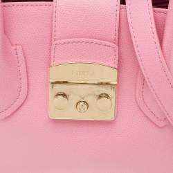 Pre Owned Furla Pink Leather Small Metropolis Tote
