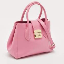 Pre Owned Furla Pink Leather Small Metropolis Tote