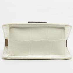 Pre Owned Furla Off White Croc Embossed Leather Villa Shoulder Bag