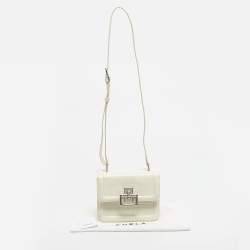 Pre Owned Furla Off White Croc Embossed Leather Villa Shoulder Bag