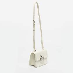 Pre Owned Furla Off White Croc Embossed Leather Villa Shoulder Bag