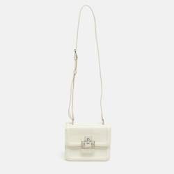 Pre Owned Furla Off White Croc Embossed Leather Villa Shoulder Bag