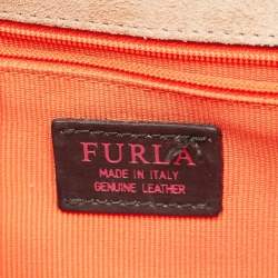 Pre Owned Furla Orange Leather Mimi Flap Crossbody Bag