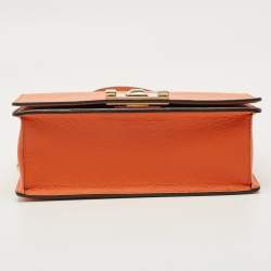 Pre Owned Furla Orange Leather Mimi Flap Crossbody Bag