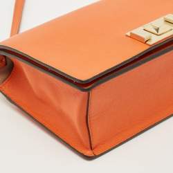 Pre Owned Furla Orange Leather Mimi Flap Crossbody Bag