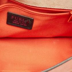 Pre Owned Furla Orange Leather Mimi Flap Crossbody Bag