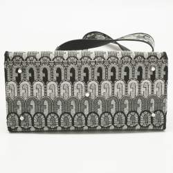 Pre Owned Furla Grey Jacquard Fabric Small Opportunity Tote