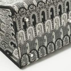 Pre Owned Furla Grey Jacquard Fabric Small Opportunity Tote