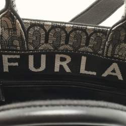 Pre Owned Furla Grey Jacquard Fabric Small Opportunity Tote