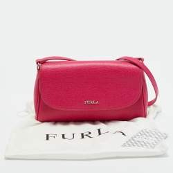 Pre Owned Furla Pink Leather Flap Crossbody Bag