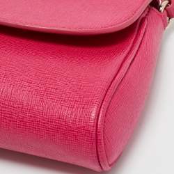 Pre Owned Furla Pink Leather Flap Crossbody Bag