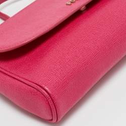 Pre Owned Furla Pink Leather Flap Crossbody Bag