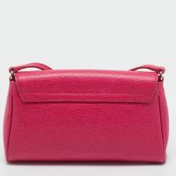 Pre Owned Furla Pink Leather Flap Crossbody Bag