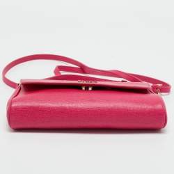 Pre Owned Furla Pink Leather Flap Crossbody Bag