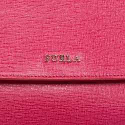 Pre Owned Furla Pink Leather Flap Crossbody Bag