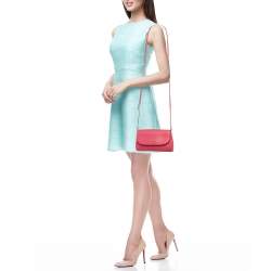 Pre Owned Furla Pink Leather Flap Crossbody Bag