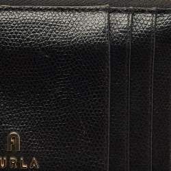 Pre Owned Furla Black Leather Zip Card Holder