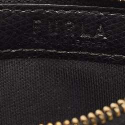 Pre Owned Furla Black Leather Zip Card Holder
