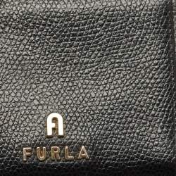 Pre Owned Furla Black Leather Zip Card Holder