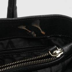 Pre Owned Furla Black Leather Middle Zip Tote