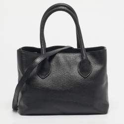 Pre Owned Furla Black Leather Middle Zip Tote