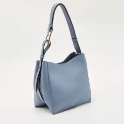 Pre Owned Furla Blue Leather Mini Nuvola Bucket Bag