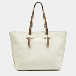 Pre Owned Furla White Leather Large Giove Tote
