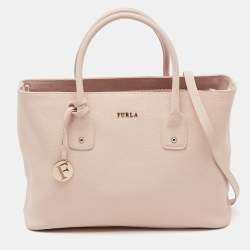 Pre Owned Furla Light Pink Saffiano Leather Large Linda Tote
