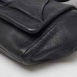 Pre Owned Furla Black Leather Knot Bow Flap Shoulder Bag