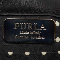 Pre Owned Furla Black Leather Knot Bow Flap Shoulder Bag